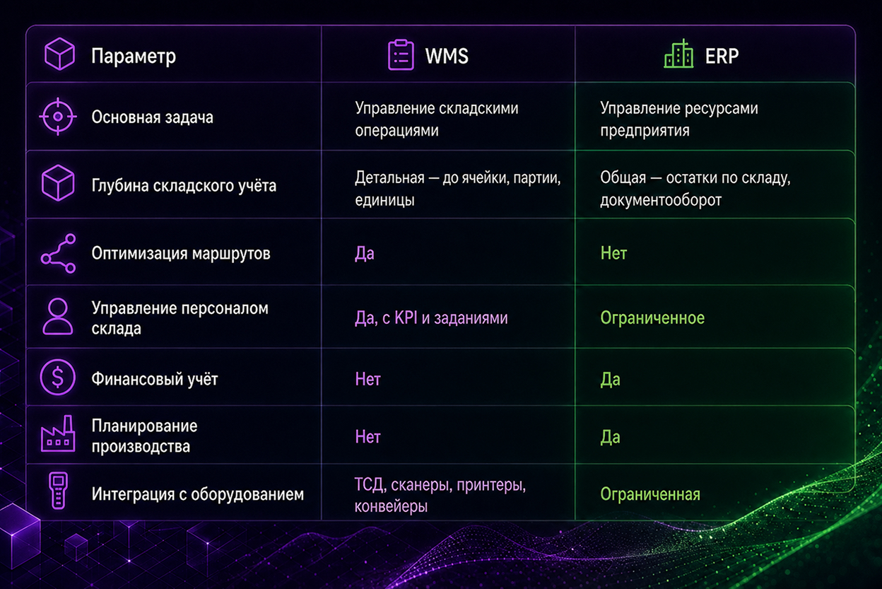 Отличия WMS-систем